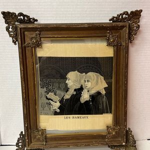 Rare antique French framed silk artwork embroidered artist signed collectible